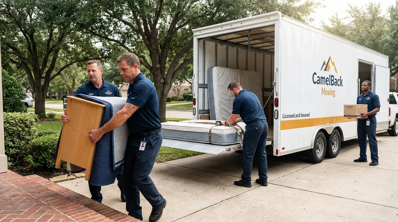 Crew loading residential truck for cross-state move from Lynchburg, VA
