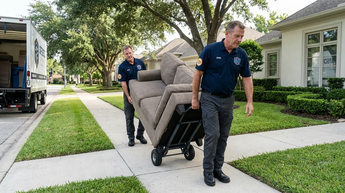 Local residential moving crew loading furniture in Lynchburg, VA