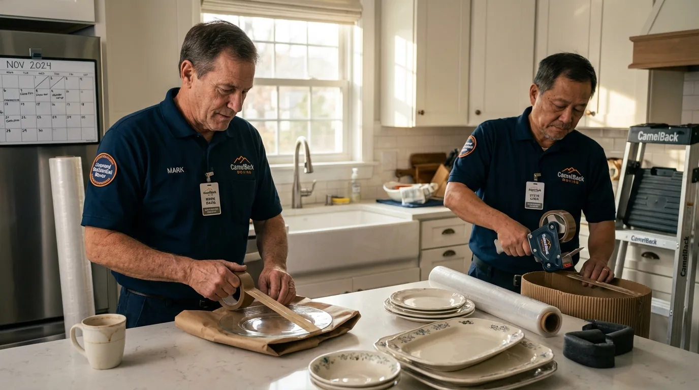 Professional crew packing kitchen dishware in Lynchburg, VA